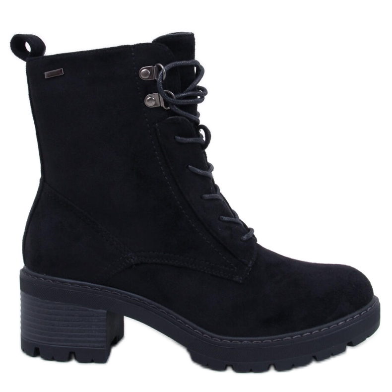 Kényelmes magas sarkú csizma Fekete