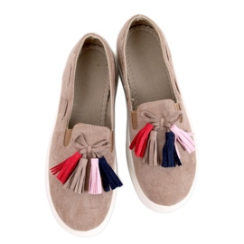 Khaki őszi tornacipő rojtokkal bézs Khaki őszi tornacipő rojtokkal bézs