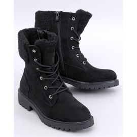 Barkoi Fekete báránybőr fűzős bokacsizma - Inello