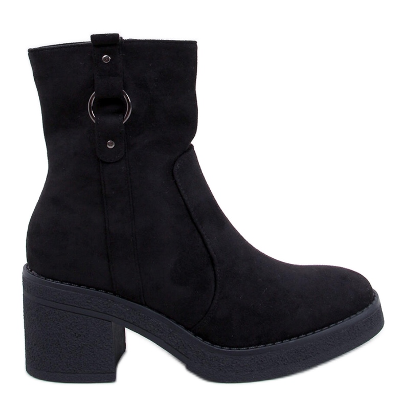 Fekete széles sarkú bokacsizma