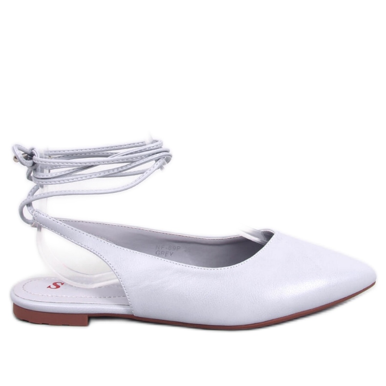 Nyitott sarkú, kötött, szürke balerinák