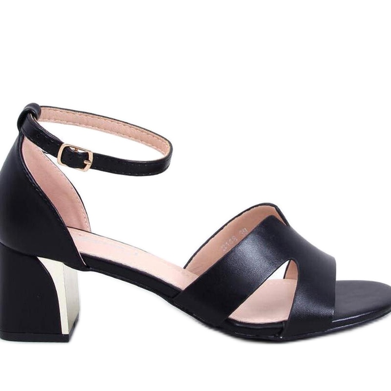 Női teljes kiőrlésű, magas sarkú szandál fekete