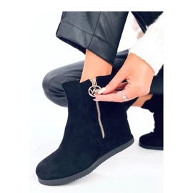 Vavin Fekete ék alakú bokacsizma arany cipzárral - Inello Vavin Fekete ék alakú bokacsizma arany cipzárral - Inello