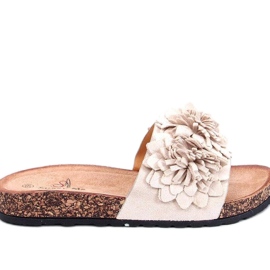 Sandal Cork papucs Sebill Beige virágokkal - Inello bézs