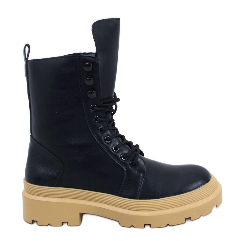 Fűzős bokacsizma védővel fekete