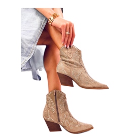 Lorenzo Khaki cowboy csizma kövekkel - Inello bézs