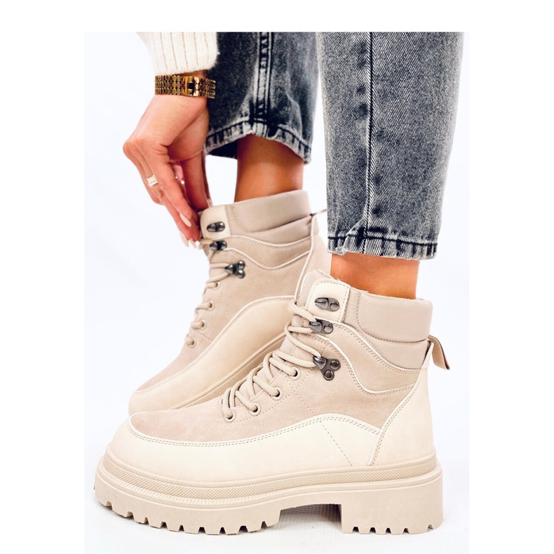Mathen Beige trapper csizma - Inello bézs