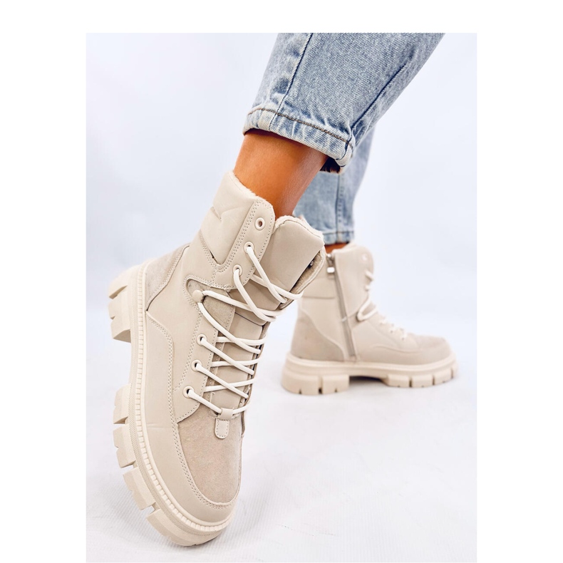 Torey White hőszigetelt fűzős bokacsizma - Inello bézs