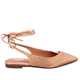 Balett lakás strasszokkal nyitott sarkú Vonda Champagne - Inello sárga Balett lakás strasszokkal nyitott sarkú Vonda Champagne - Inello sárga