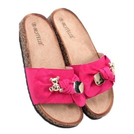 Sandal Cork papucs mackóval Loups Fuchsia - Inello rózsaszín Sandal Cork papucs mackóval Loups Fuchsia - Inello rózsaszín