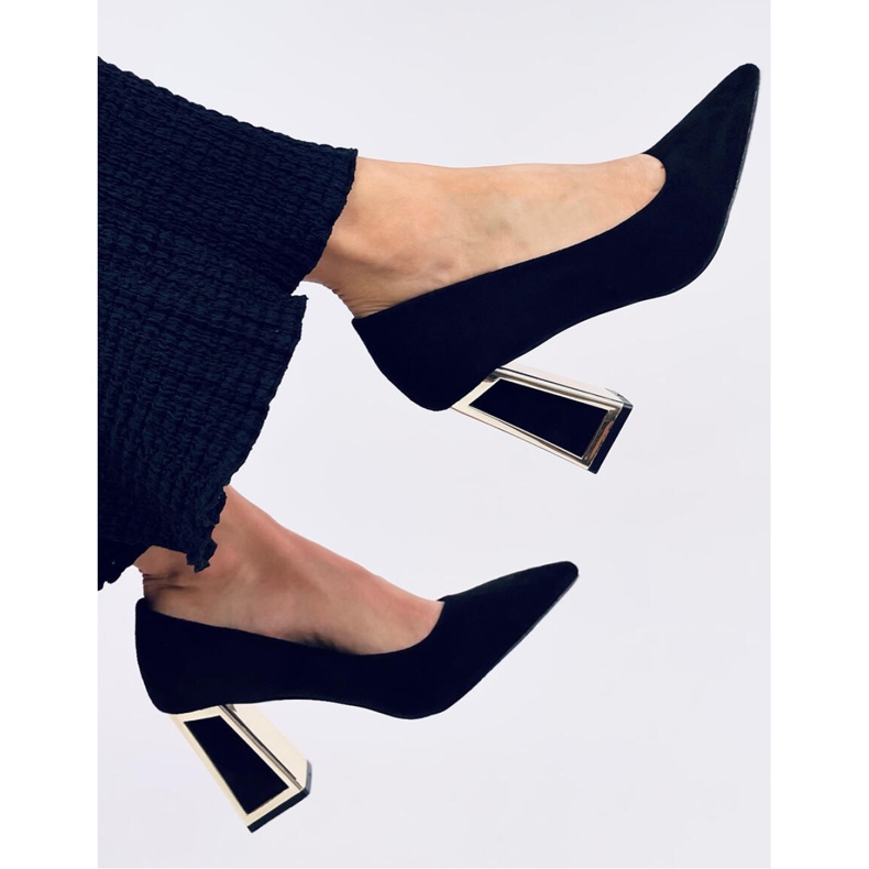 Constie Fekete geometrikus magassarkú pumpák - Inello