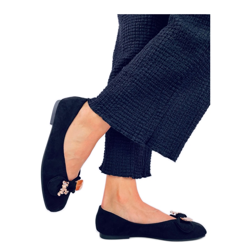 Cranny Black balettlakások arany mackóval - Inello fekete