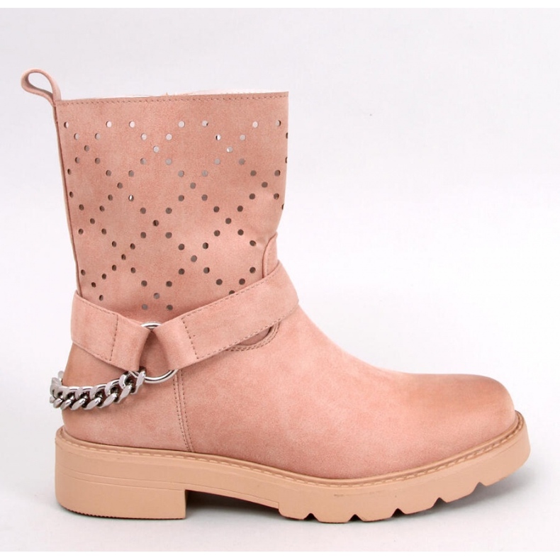 Issey Khaki áttört bokacsizma - Inello bézs