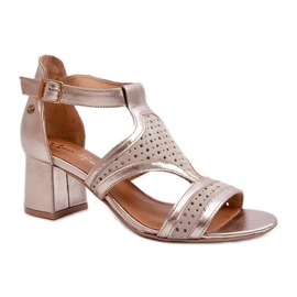 Maciejka Bézs/Arany magas sarkú szandál