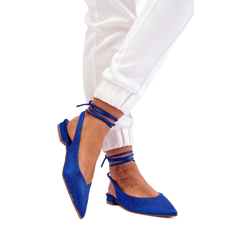 Női kék fűzős balerinacipő