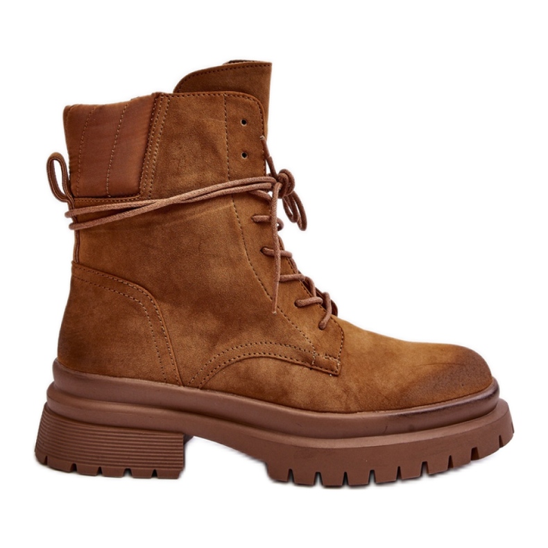 Barna színű női bokacsizma vastag talppal