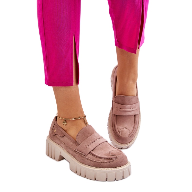 Női cipő világosbarna szegéllyel bézs