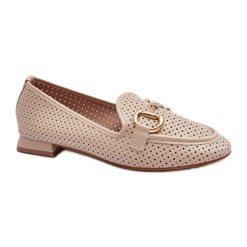 Női mokaszinok bézs díszítéssel