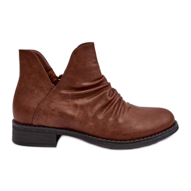 Barna színű női bokacsizma fodrokkal