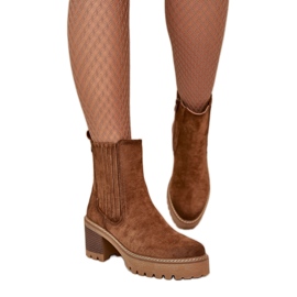 Női bokacsizma öko velúrból barna