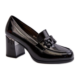 S.Barski Női magas sarkú cipő, lakkozott Fekete