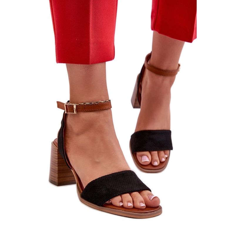 Női magas sarkú szandál Fekete