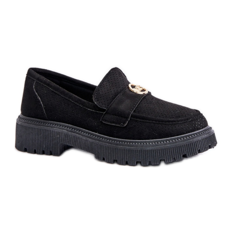Mokaszin cipő arany részletekkel Fekete