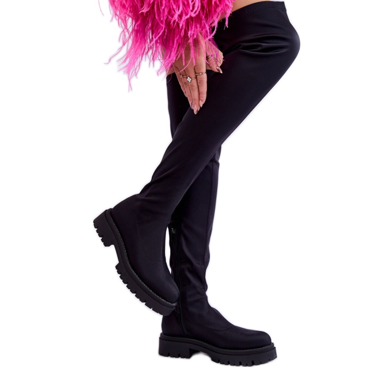 Női térdig érő csizma Fekete Női térdig érő csizma Fekete