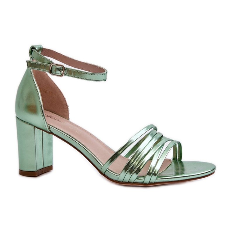 Zöld pántos magassarkú szandál