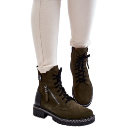 Laura Messi Zöld velúr szigetelt bokacsizma