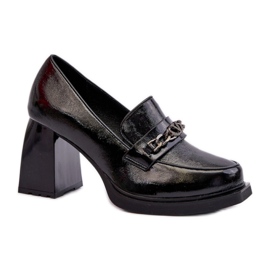 Fekete lakk magas sarkú pumpák