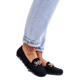 Női velúr bebújós mokaszin fekete