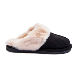 Fekete női papucs bundával