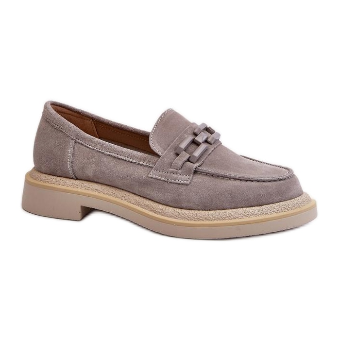 S. BARSKI Női mokaszinok szürke díszítéssel