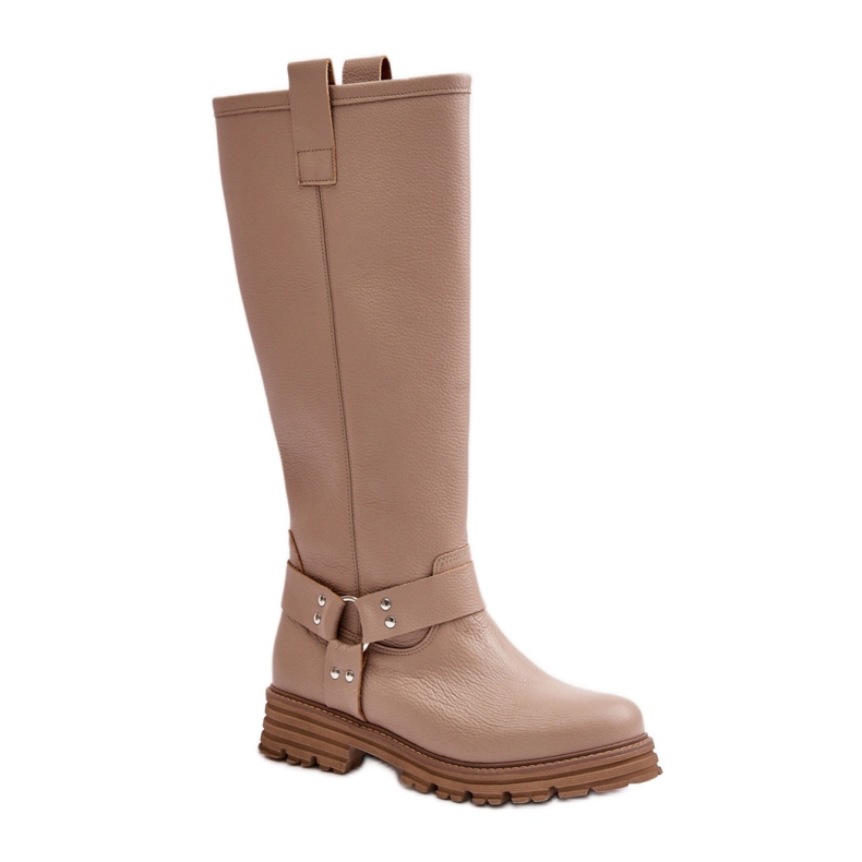 Step in style Lewski 3615 modell bézs bőr csizma - Lépj stílusosan
