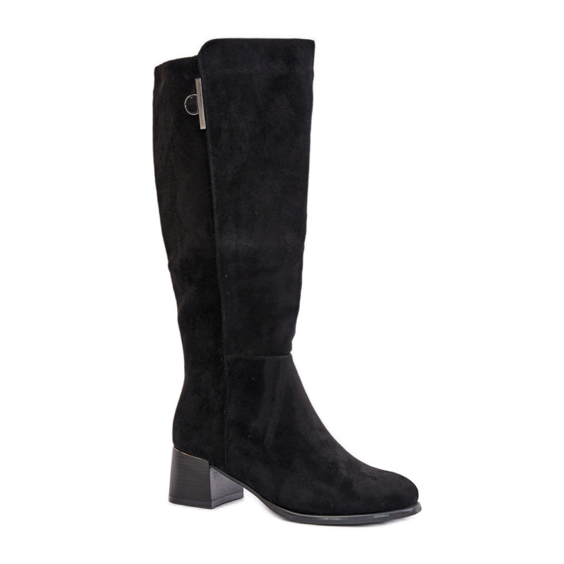 Step in style Izanae RMR2481-3 típusú fekete velúr csizma - Lépjen stílusosan