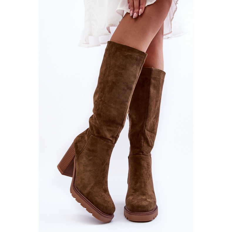 Step in style Virdana H8-518 olíva színű velúr típusú csizma - Lépjen stílusosan zöld