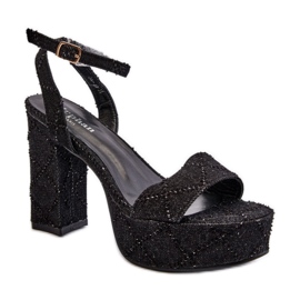 Divatos női szandál textil anyagból fekete Divatos női szandál textil anyagból fekete