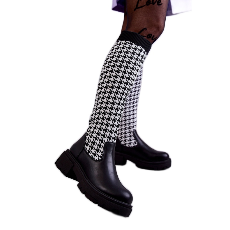 Egyedi női csizma szövettel fekete