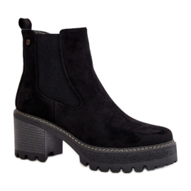 Női velúr csizma, vastag aljú, fekete