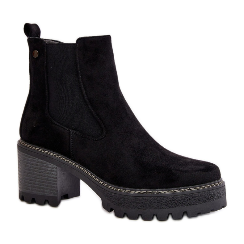 Női velúr csizma, vastag aljú, fekete Női velúr csizma, vastag aljú, fekete