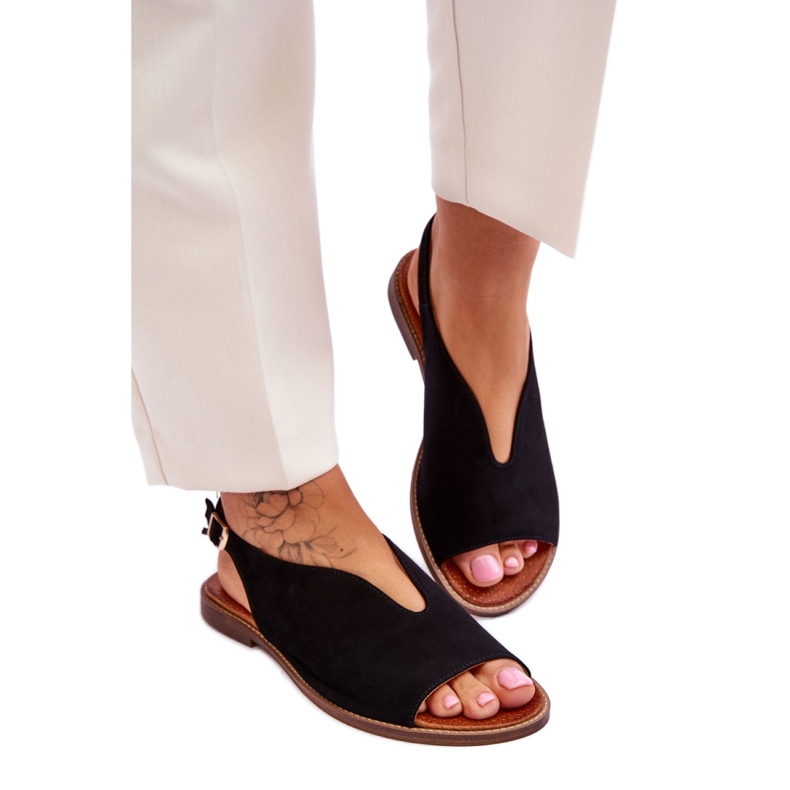 Step in style Szandál Lewski modell 3220/X fekete velúr cipő - Lépjen stílusosan