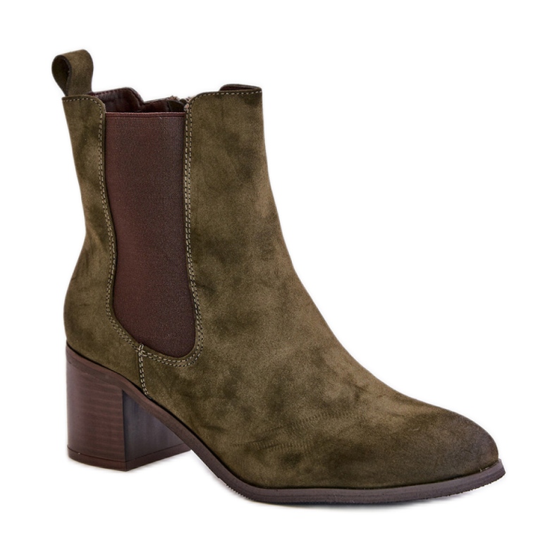 Sötétzöld magas sarkú bokacsizma