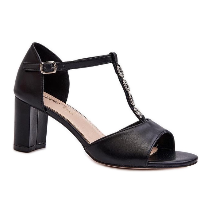 Díszített szandál 24SD98-7148 fekete