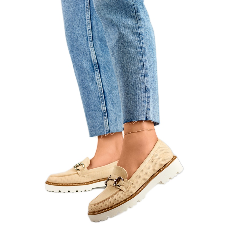 Női cipő díszítéssel GQ97BE, bézs