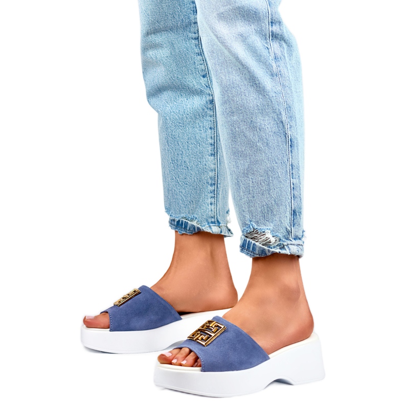 Női papucs GD-XF1000B díszítéssel, kék