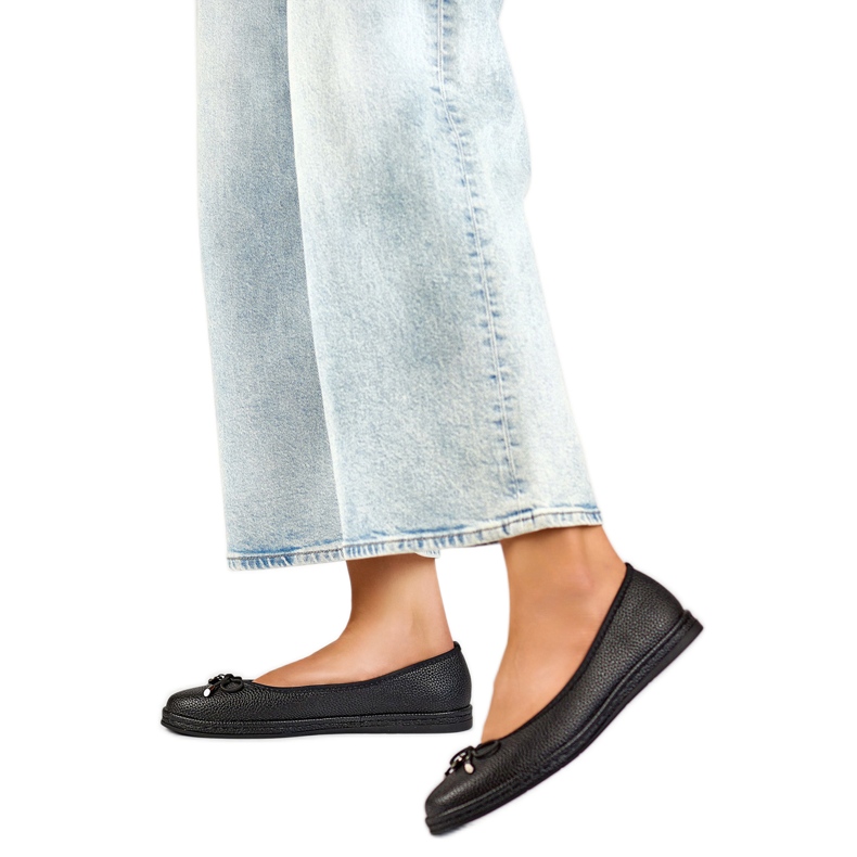 Női balettlapos masnival GD-XR392A-B, fekete