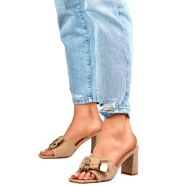 Női papucs masnival 8734NA bézs