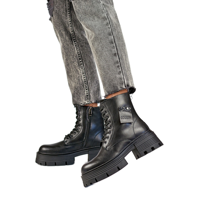 Női bőrcsizma GD-TL56B, fekete