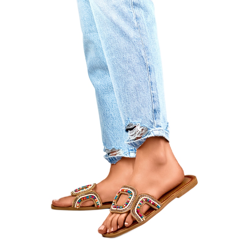 Női papucs gyöngyökkel 1122MIX sokszínű